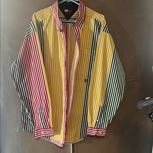 Tommy Hilfiger Vintage/90’s Red, Yellow, and Green Striped Shirt